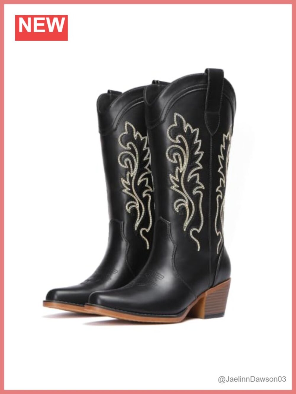 Women's Cowboy Boots Western Pointed Toe Mid Calf Block Heel Boots